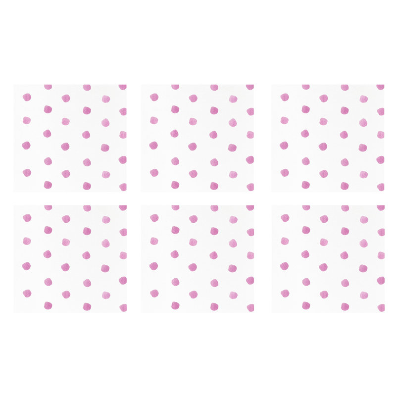 Papersoft Spunlace Polka Dots Square Napkin, Pink, 10" Square