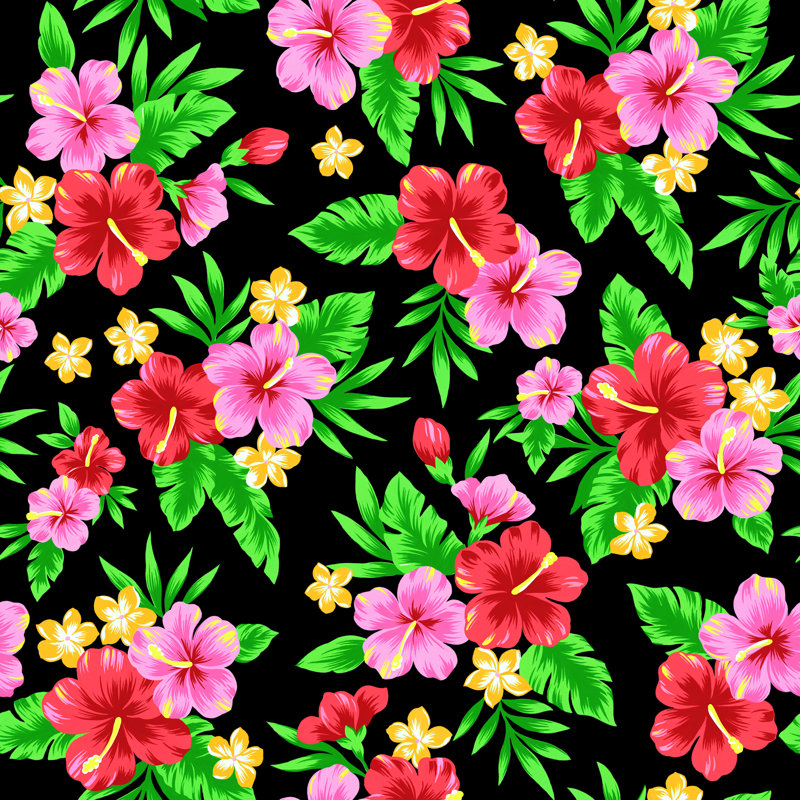 "Emariah, motif d'hibiscus sur toile" par Daikokue bisu, impression, H 12 po x l 12 po