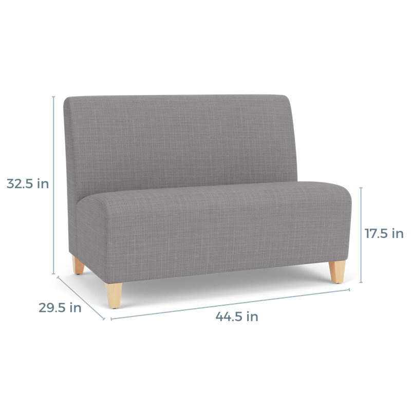 Causeuse sans accoudoirs Ravenna, Gris chambray, Bois naturel