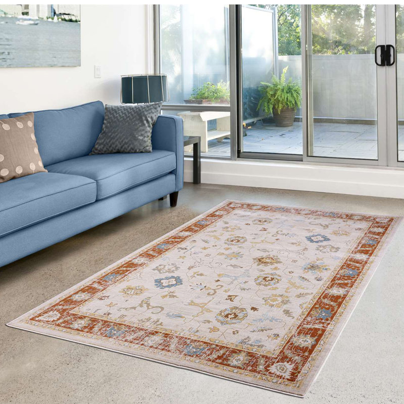 Tapis à motif Sud-Ouest crème Staton, Rectangle 5 pi 3 po x 7 pi 7 po
