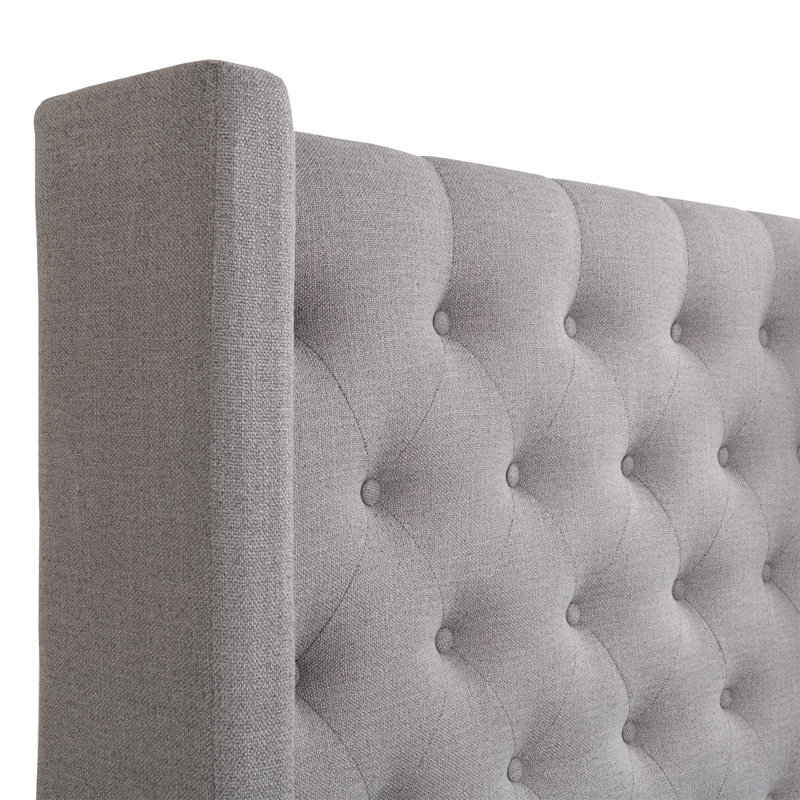 Alfreton Upholstered Wingback Bed, Gray, Queen