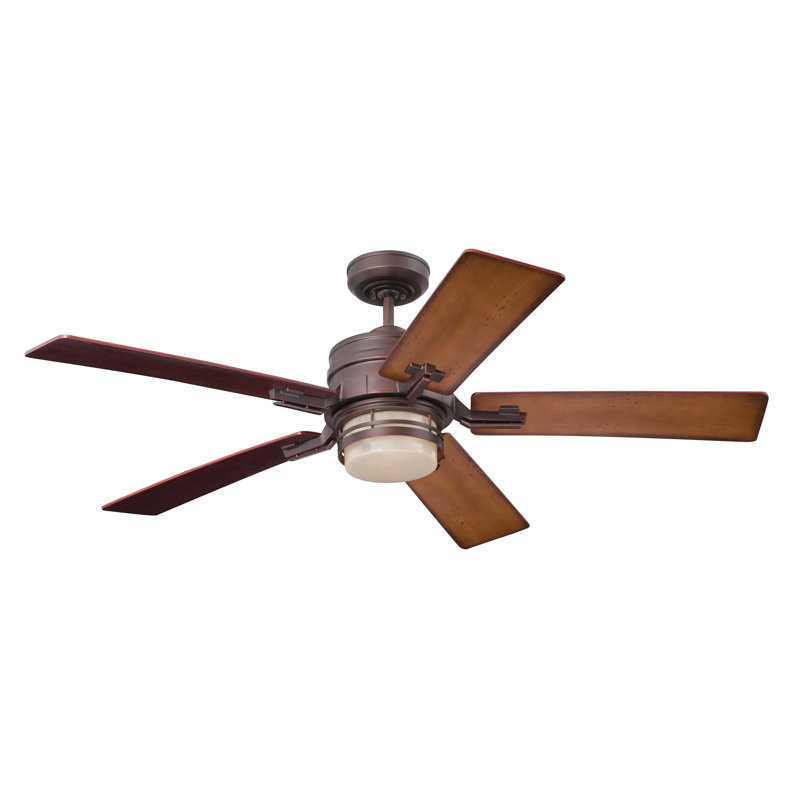 54'' Ceiling Fan with LED Lights, Venetian Bronze with Dark Cherry/Honey Oak