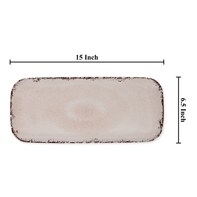 2-Piece Crackle 15" Tray, Brown;Beige