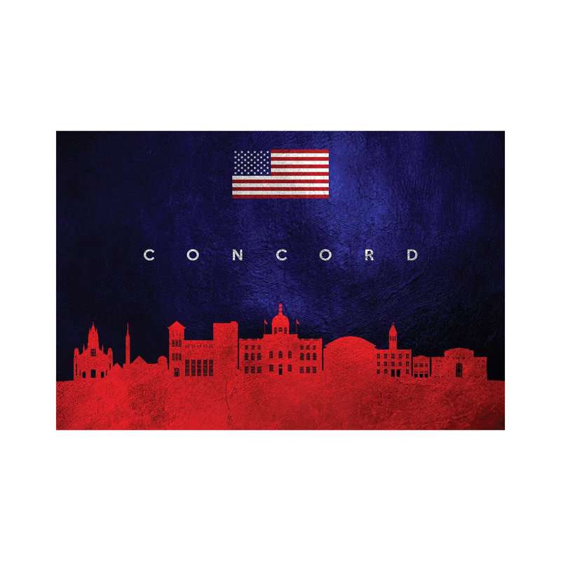Concord Massachusetts Skyline 1 Piece Wrapped Canvas Wall Art, 30.48 cm H x 45.72 cm W