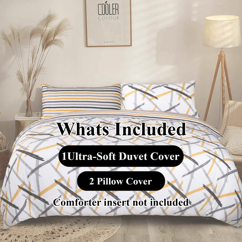 Aspire Homeware Reversible Striped Duvet Cover Set with Pillowcases for Modern and Stylish Bedroom Decor