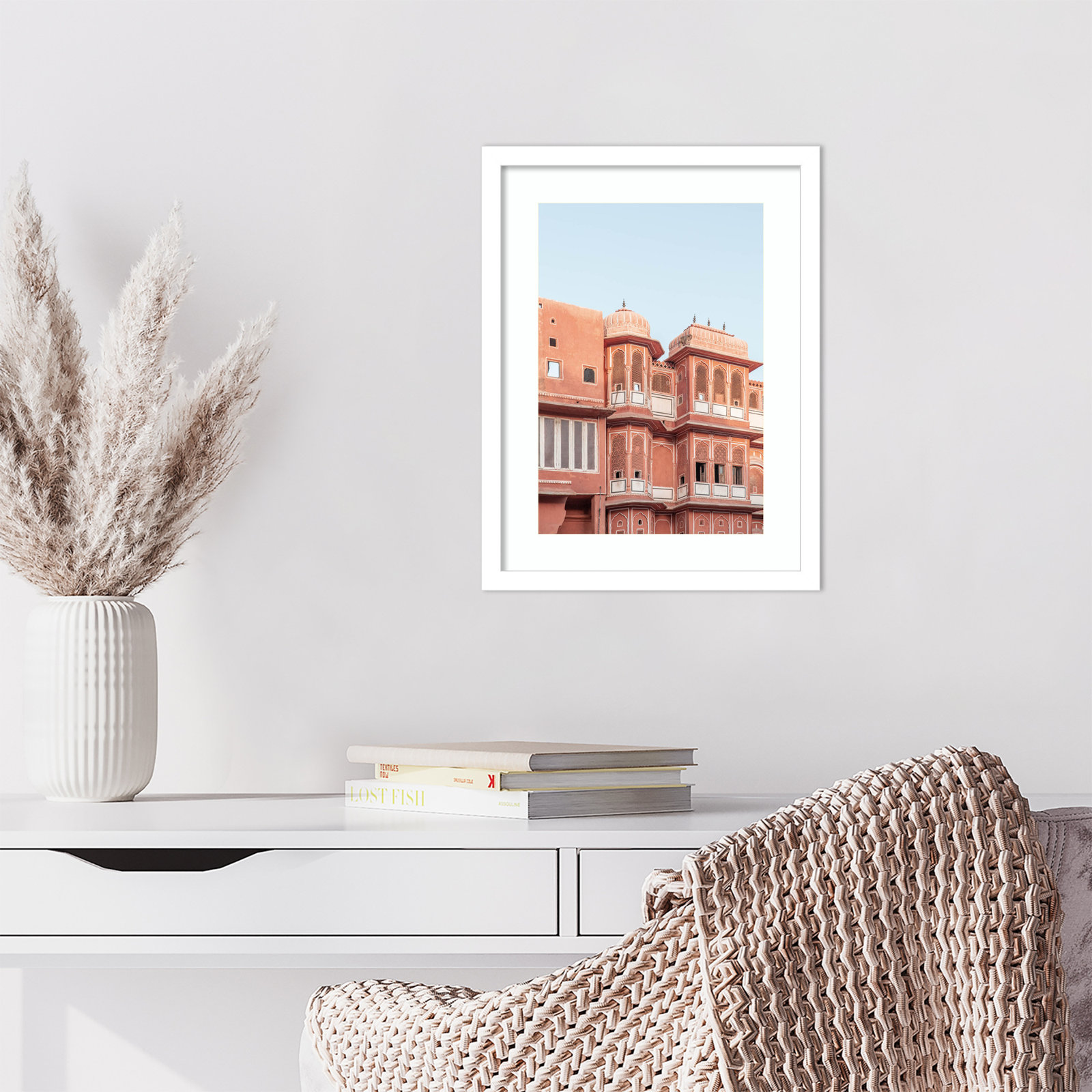 Daisey "Pink Palace" Print, White, 17" H x 13" W