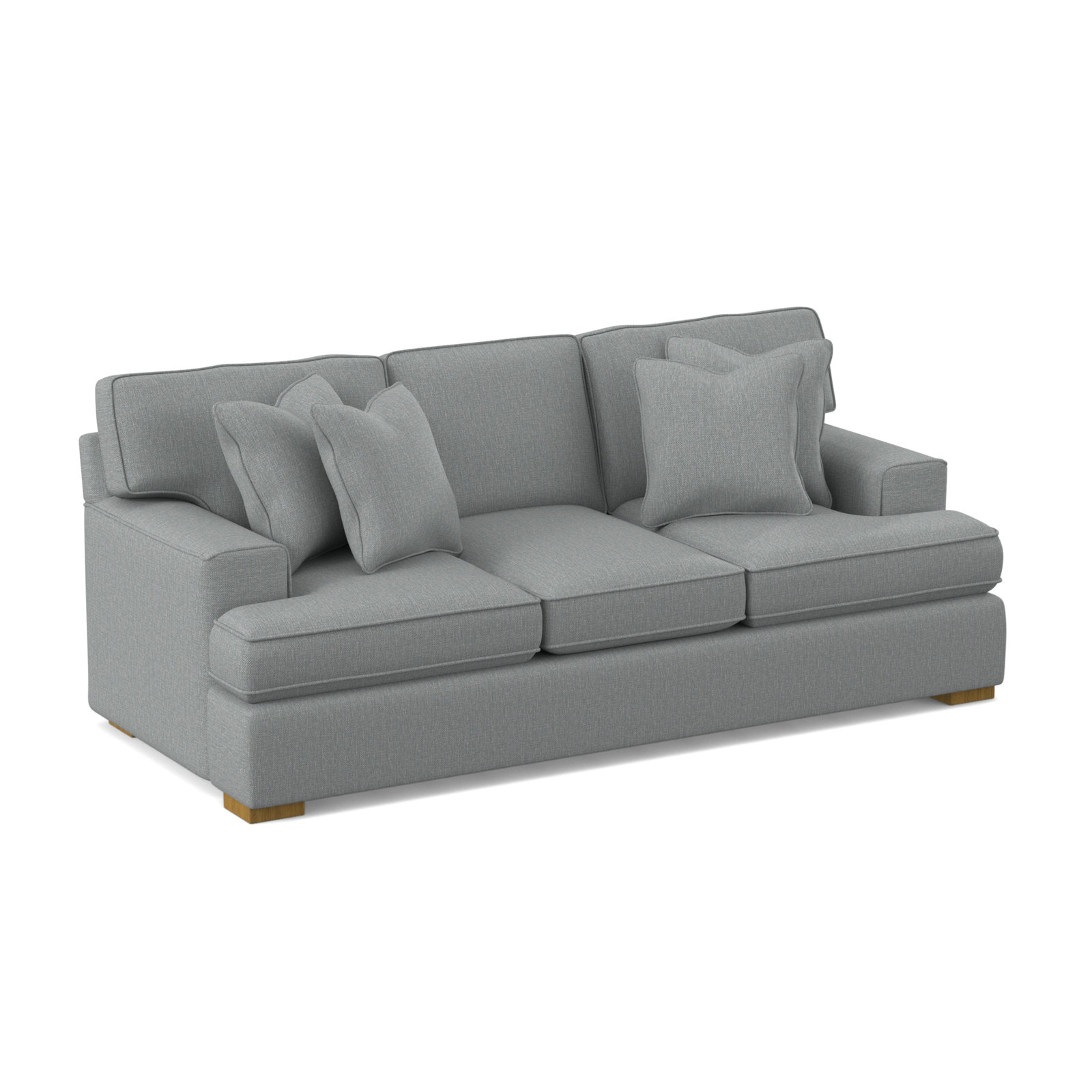 Sadie 97'' Sofa, Light Blue Performance Fabric; 0851-55, Honey Finish