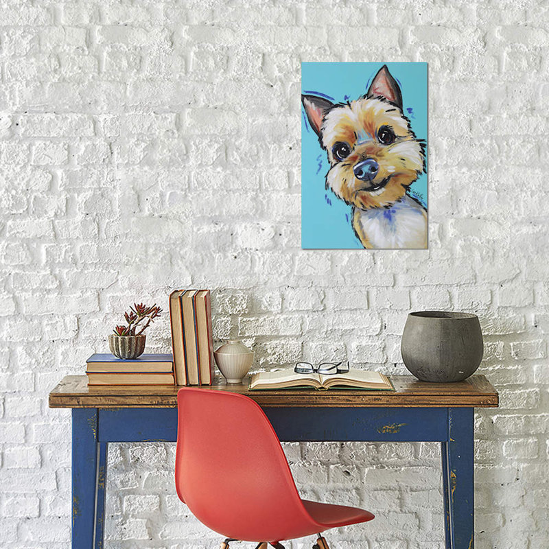 «Hippie Hound Studios», reproduction d'art sur toile tendue «Yorkie Jaxson», H 26 po x l 18 po x P 1,5 po, Pas de tapis
