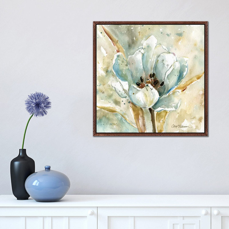 Tulip by Carol Robinson - Painting on Canvas, 45.72 cm H x 45.72 cm W, Classic Brown Wood Framed