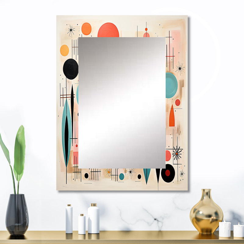 Miroir décoratif rose Mid Mid Century Whimsical Wonders IV - Mid-Century, 32 po x 24 po
