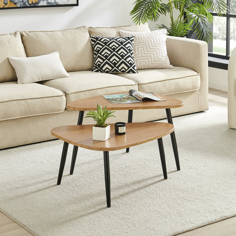 Jisella 3 Legs Nesting Coffee Table Sets, Brown