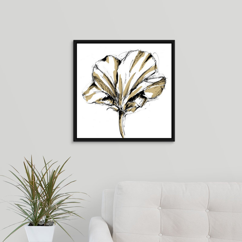 « gold tulip iv » par the novogratz-reproduction d’art sur toile, H 20 po x l 20 po x P 1,25 po, Cadre flottant noir