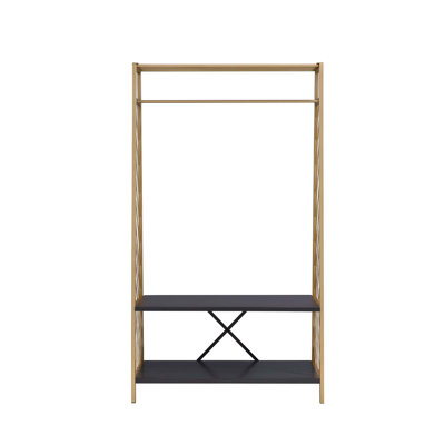 Pahor Gold & Black Finish Hall Tree