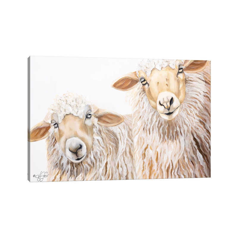 Reproduction d’art, "BA BA White Sheep" par Diane Fifer, H 8 po x l 12 po x P 0,75 po, Toile tendue, Pas de tapis