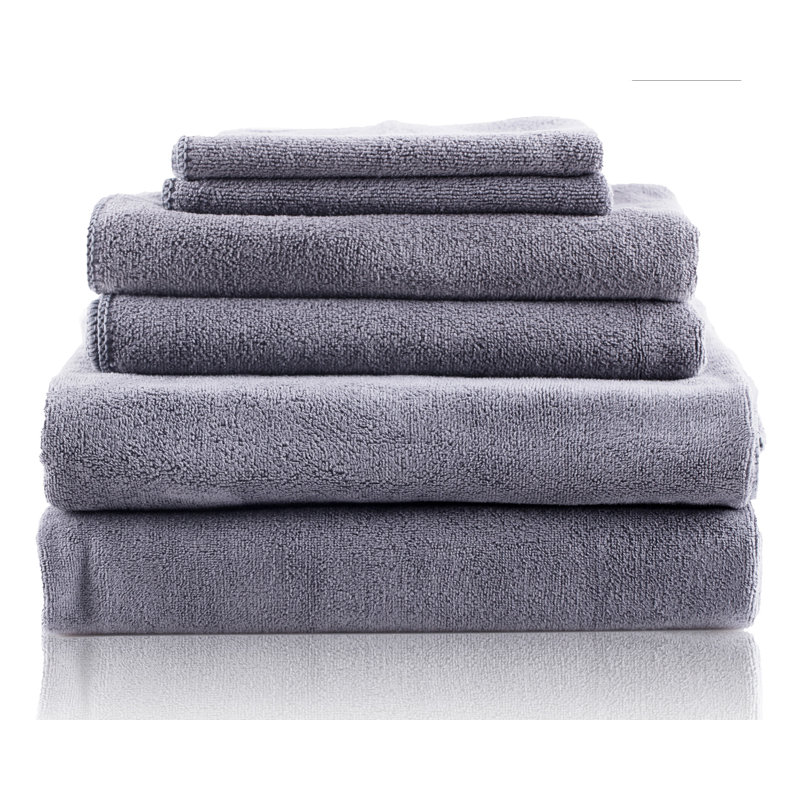 Ensemble de 6 serviettes en microfibre Claireville, gris