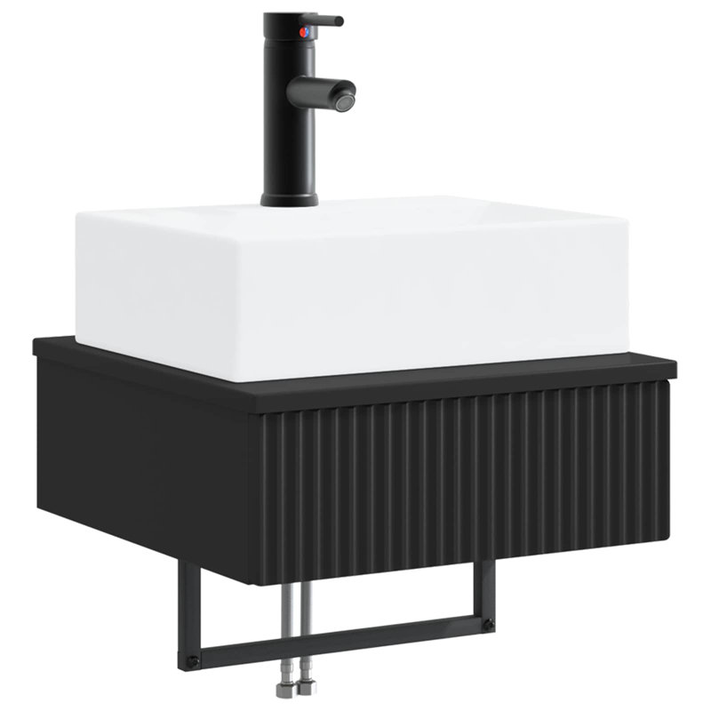Single Bathroom Vanity with Ceramic Basin, Black