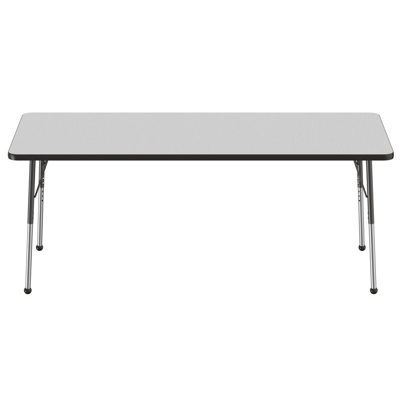 Table d'activité rectangulaire à hauteur réglable en forme de T, 30 po x 72 po, Gris / Noir, Roulement à bille standard