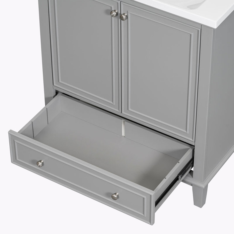 Meuble-lavabo avec lavabo pour la salle de bain, Gris