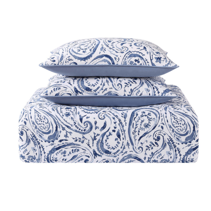 Indienne Paisley Coastal Cotton Paisley Duvet Cover, King Duvet Cover + 2 King Shams