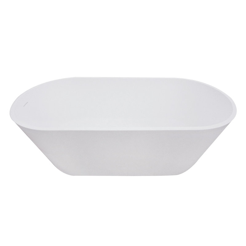 Kingston Arcticstone 67-Inch Solid Surface Oval Double Ended Freestanding Tub With Faucet Combo And Drain, Matte Black