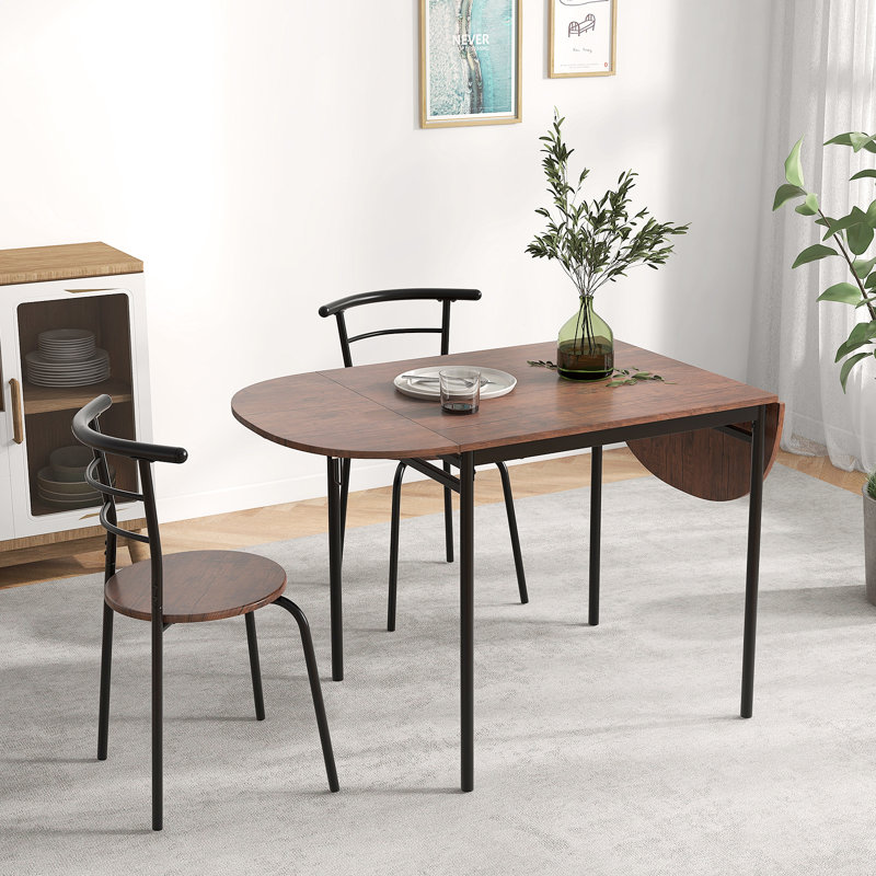 Ensemble de table de salle à manger pliable 3 pièces avec 2 chaises