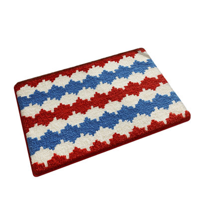 Patriotic Checkered Doormat 3 Pack Red White Blue Geometric Polyester Rug Non Slide Entryway Mat For 4th Of July Independence Day Home Decor