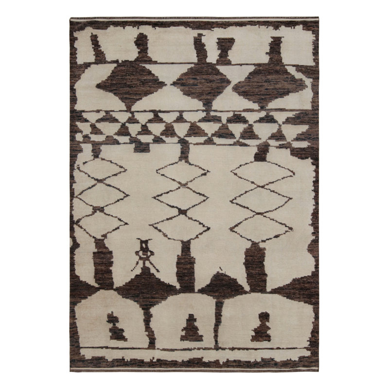 Moroccan Hand Knotted Silk Geometric Area Rug, Runner 3' x 8'