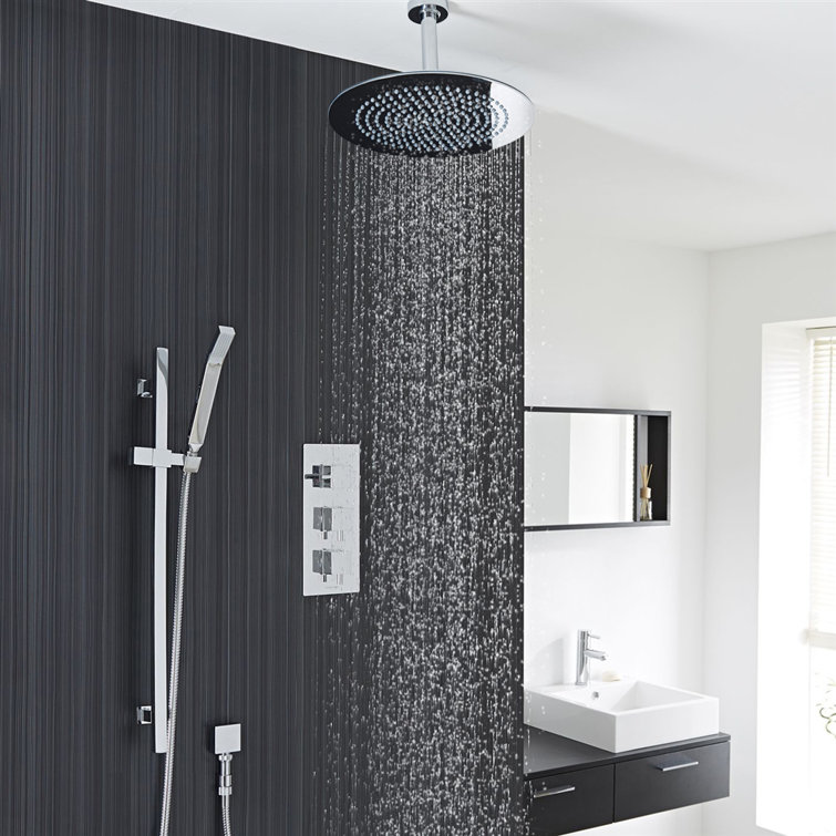 Liverpool Ceiling Mount Thermostatic Rain Shower System with Precise Temperature Control