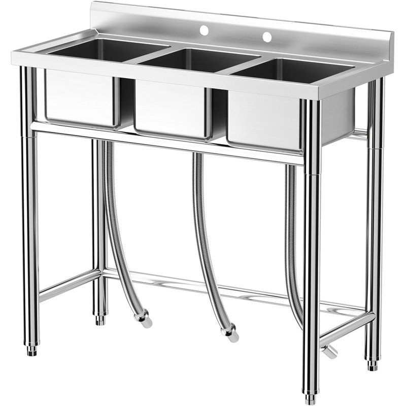 3 Compartment Kitchen Freestanding Sink