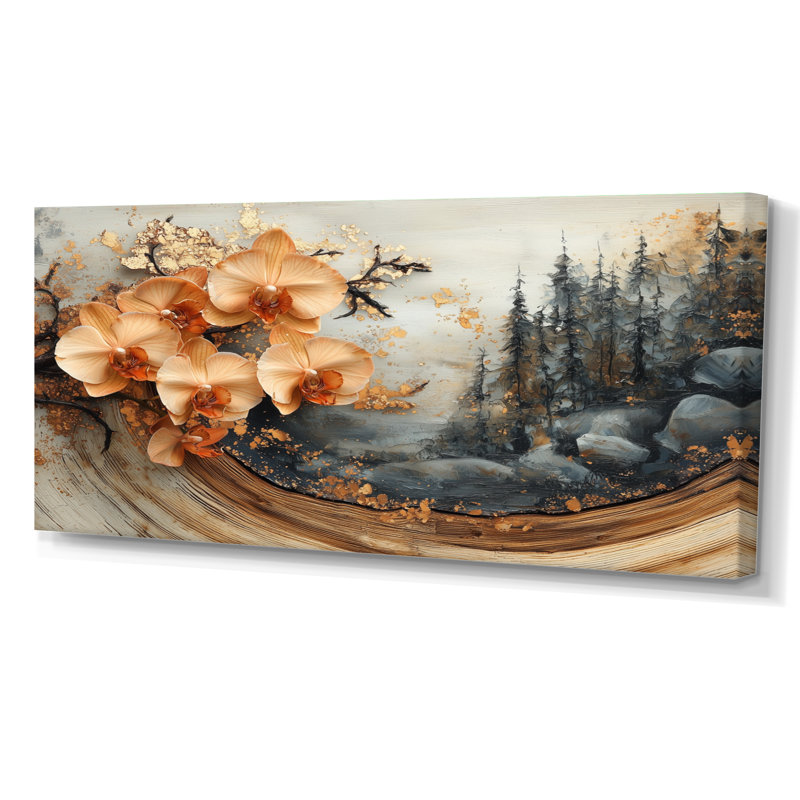 Orchidées Genka, H 28 po x l 60 po, Toile tendue, Ne s’applique pas