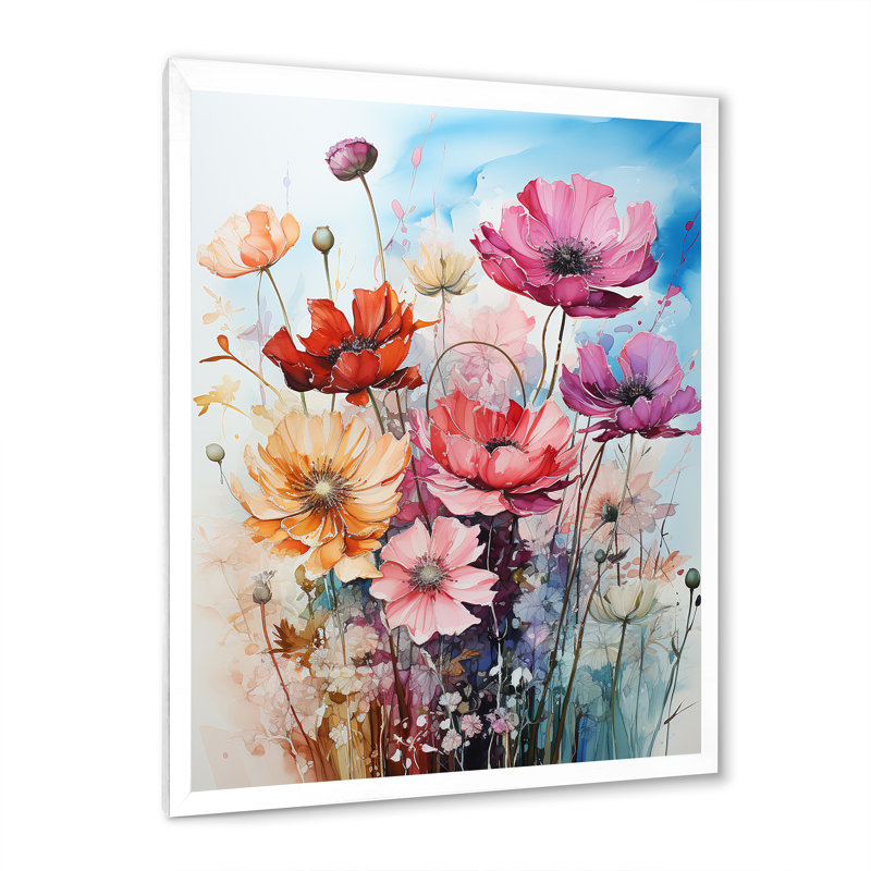 Motif floral minimalisme pré - imprimé, Cadre simple blanc, H 32 po x l 16 po x P 1 po