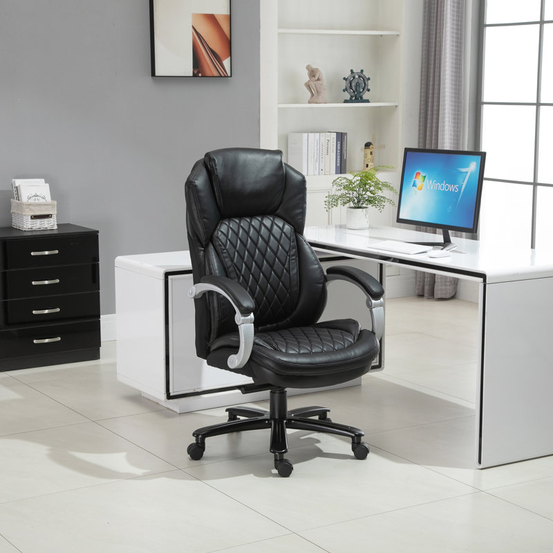 Dominiqua Executive Chair with Headrest, Black/Silver