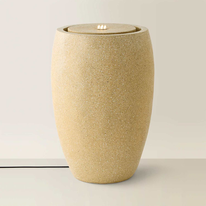 Outdoor Fountain with Lights, Beige