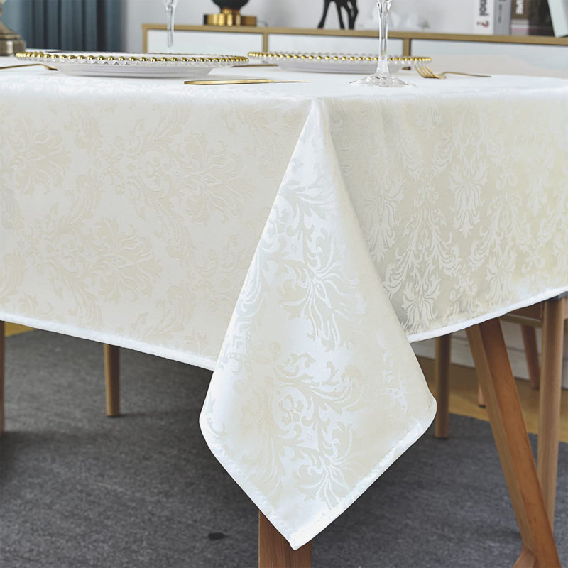 Rectangular 152x305CM Damask Tablecloth, Spill-Proof, Wrinkle-Resistant, Waterproof Soft Polyester for Kitchen & Parties