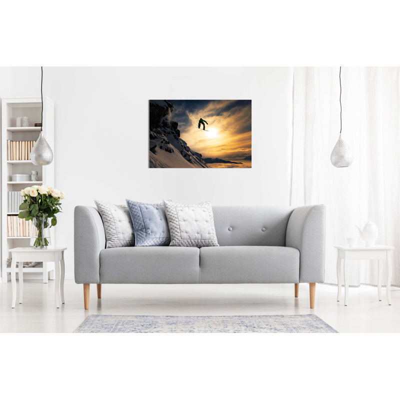 Panther Print Fine Art Prints Sunset Freestyle Jump Snow Boarding Artistic Framed Canvas Prints, Pictures For Home Walls, Bedroom, Living Room & Bathroom Decor - Wrapped Canvas Art Prints