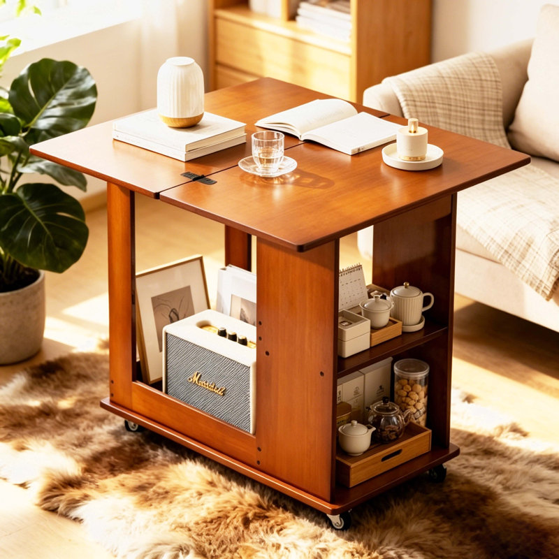 Table d'appoint mobile en bambou