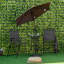 Ensemble de mobilier de patio 4 pièces, 2 chaises pliantes, parasol à angle réglable, table de salle à manger en verre trempé texturé Wave-1379538525