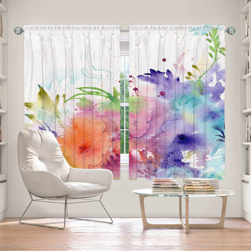 Ensemble de 2 rideaux doublés pour fenêtre par Sheila Golden - Rainbow Garden, L 40 po x L 52 po