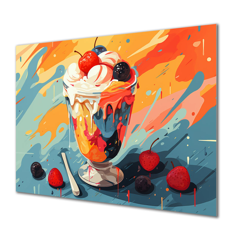 Rouge et orange Gelato Ice Cream II - Desserts, art mural en métal, H 12 po x l 20 po x P 1 po