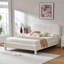 Reigen Curved Headboard Upholstered Platform Bed With Soft Rounded Corners,Beige,King-1297884058-1297884052