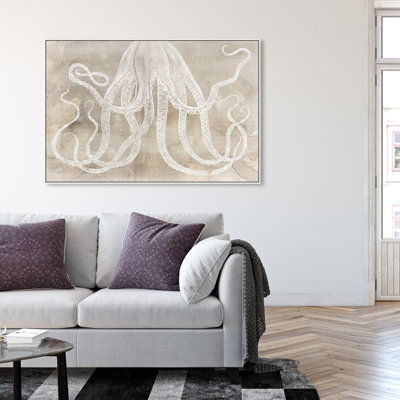 " Nautical And Coastal Octopus Paper, Coastal Brown " by Oliver Gal