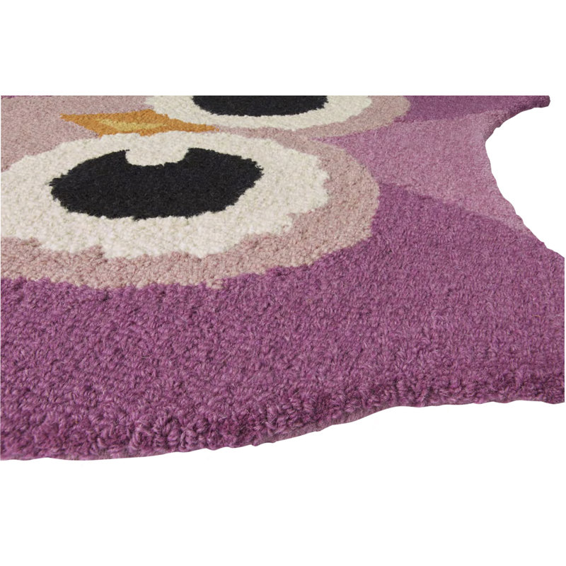 Flossie Animals Owl Flatweave Wool Pink Rug