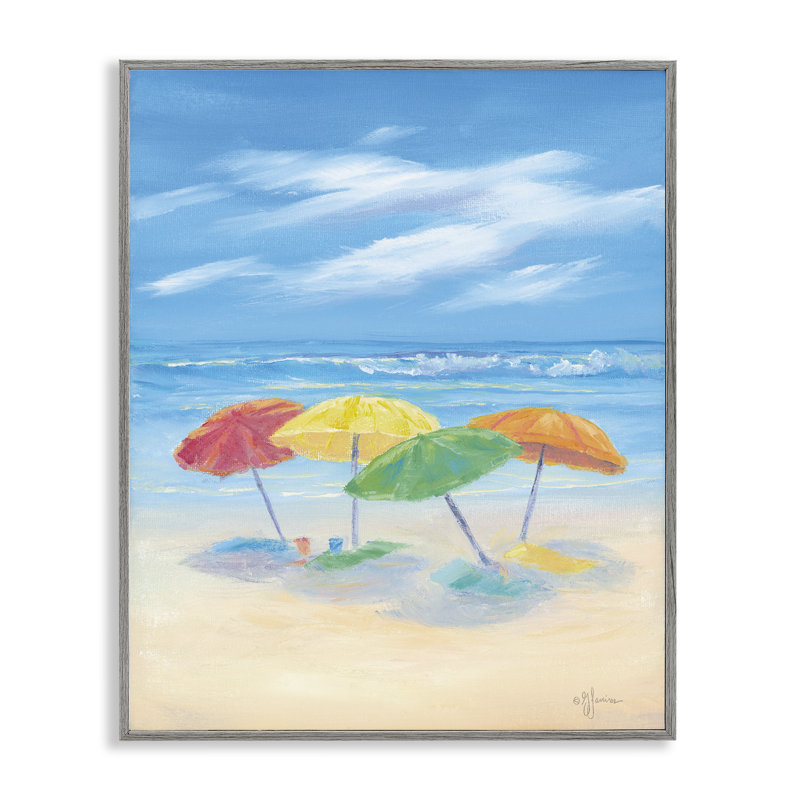 Parapluie d'été en bord de mer, estampe numérique, design par Georgia Janisse, Estampe numérique Farmhouse, H 14 po x l 11 po