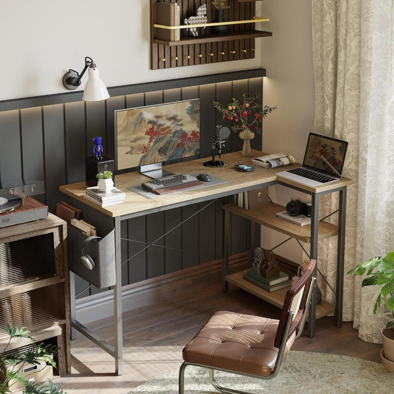 MDF Steel Computer Desk, Grey/Black