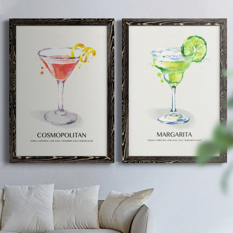 Cosmopolitan - Cadre photo 2 pièces, publicités sur toile, H 20 po x l 34 po x P 1,5 po, Cadre noir