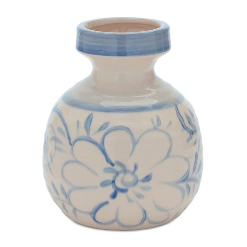 Vase floral en grès, H 7 po