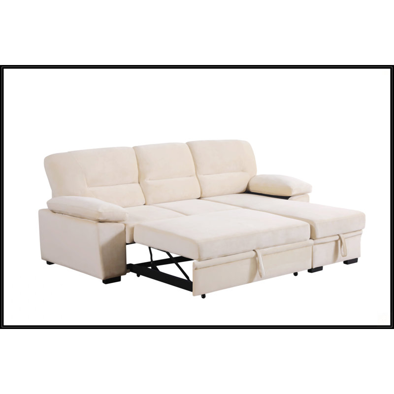 Canapé-lit modulaire réversible en tissu de velours 97,5 po Kipling, Beige