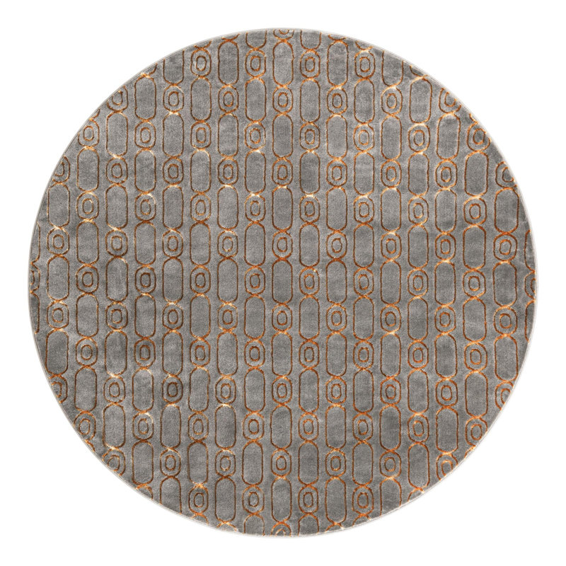 Latitude Run® Column Nikica Rug Gray and Gold, Round 7'10"