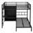Full XL Over Twin Metal Bunk Bed With Folding Desk, Closet With LED ,Space-Saving/Noise Reduced, Black