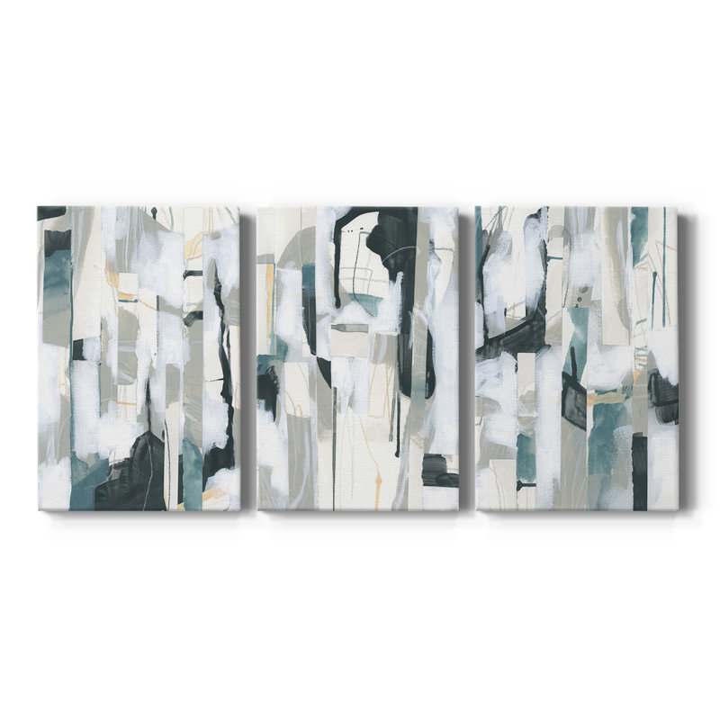 Sea Cavern Strata I  -Custom Wrapped Gallery Canvas - 3 Pieces, 12" H x 24" W